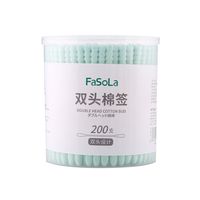 FaSoLa200PCS Pure Cotton Swabs Tipped Applicators Cotton Buds with Paper Sticks for Makeup Clean Care (Green（Spiral and Round）)