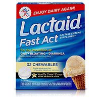 Lactaid Fast Act Lactose Intolerance Chewables with Lactase Enzymes, Vanilla Twist, 32 Pks of 1-ct.