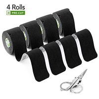 Kinesiology Tape | 2”x10” PreCut Strips |4 Rolls/80 Strips| JB Tape Helps with Muscle Pain & Recovery| JB Elastic K Tape Supports Ankles,Back,Wrist,Shoulders+ Bonus Scissors (Jet Black)