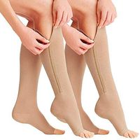 SKYFOXE 2 Pairs Compression Socks New Compression Zip Sox Socks Stretchy Zipper Leg Support Unisex Open Toe Knee Stockings