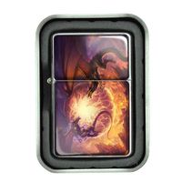 Windproof Refillable Oil Lighter with Tin Gift Box Dragons Design-009