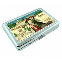 Perfection In Style Metal Silver Cigarette Case Vintage Christmas Design 006