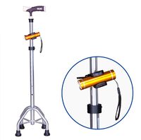 CHAONAO Adjustable Crutches,Trekking Poles Aluminum Alloy with Flashlight Four Corners for Elderly People Disabilities,70.5-93cm