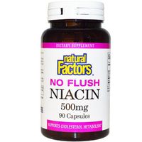 Natural Factors No Flush Niacin, 500 mg, 90 Capsules