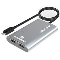 Wavlink Thunderbolt 3 Dual DisplayPort 8K Adapter DisplayPort 1.4 Support up to 8K(7680 x 4320) @30Hz, Dual 4K@60Hz or FHD@144KHz Resolution, Compatible with Mac and Some Windows Systems