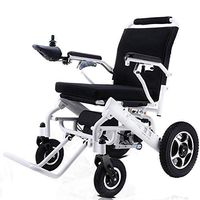 PLLP Medical Rehab Chair, Wheelchair,Electric Wheelchair, Foldable and 25Kg Lightweight Powered Wheelchair, 360° Joystick,Openable Handrail,Supports 150Kg,Seat Width 43Cm,White