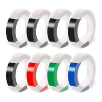 Label KINGDOM Compatible Label Tape Replacement for DYMO Embossing Tape 3/8 Inch 3D Plastic Emboss Labels for Label Makers DYM12966 Organizer Xpress, White on Black/Blue/Red/Green, 8-Pack