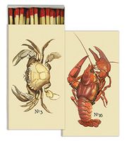 HomArt Large Decorative Nautical Crustation Candle and Fireplace Wood Matches (Set of 6)