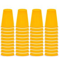 DecorRack 40 Party Cups, 12oz Reusable Disposable Soda Cups for Birthday Party, Bachelorette, Camping, Indoor Outdoor Events, Beverage Drinking Cups, Round -BPA Free- Plastic Cups, Yellow (40 Pack)