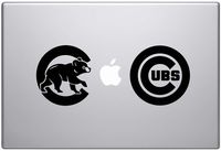 Chicago Cubs Team Logo - Combo Set of 2 Decals - Laptop Skin Vinyl Decal Sticker for MacBook Pro 13" - and Other Apple Laptop - Car and Windows - Size 4 x 4 inches