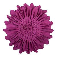 JWH Handmade 3D Flowers Accent Pillow Round Sunflower Cushion Decorative Pillowcase with Pillow Insert Home Sofa Bed Living Room Decor Gift 12 Inch / 30 cm Wool Purple Red