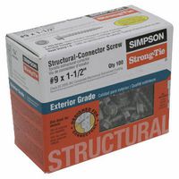 Simpson Structural Screws SD9112R100 No.9 by 1-1/2-Inch Structural-Connector Screw, 100-Pack