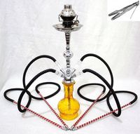 4 hose 22" Yellow Hookah shisha nargila bars narguile nargile glass Vase set