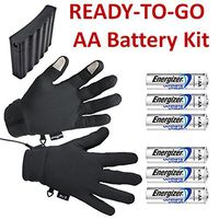 ActiVHeat Touchscreen Weightless Battery Heated Glove Liners - Ready-to-Go Set w/- 6 pcs. Energizer Lithium AA Batteries