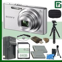 Sony DSC-W830 Digital Camera (Silver) + 64GB Green's Camera Bundle 3