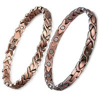 HiTreasure 2PCS Men Womens Magnetic Therapy Health Copper Bracelet for Arthritis Pain Relief(Imported,3500 Gauss Each Link)