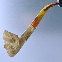 Burnt Finish Devious Pirate Full Bend Half Churchwarden Meerschaum Pipe