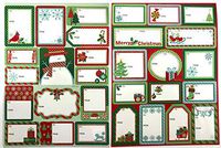 Tag Book 60 Count Jumbo Modern Colorful Xmas Designs for Kids and Adults - Red Green Blue Looks Great on Gifts/Presents, Wrapping Paper and Gift Bags