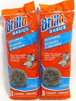 Brillo Basics Scourers Copper or Stainless Steel 6 Count (2 Pack) (Stainless Steel)
