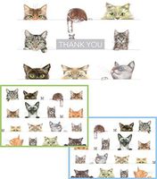 Entertaining with Caspari Bundle of Boxed Assorted Blank Note Cards and Thank You Cards (Kitties)