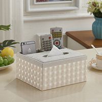 T-ZJHC Multi-Function Tissue Box Tray Paper Tray Remote Control Storage Box, White Shell Pattern Multi-Function