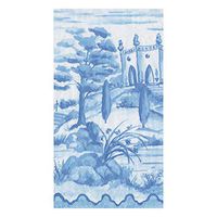 Caspari Tuscan Toile Paper Guest Towel Napkins in Blue - Two Packs of 15