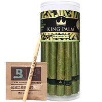King Palm King Size Palm Leafs | 20 Pack | Natural Slow Burning Pre-Rolled Leaf With Packing Stick and Humidifying Pack