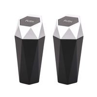 Car Trash Can with Lid, New Car Dustbin Diamond Design, Leakproof Vehicle Trash Bin, Mini Garbage Bin for Automotive Car, Home, Office, Kitchen, Bedroom, 2PCS (Silver)