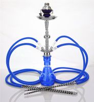 4 hose 23" Ahlah Blue Hookah Shisha Nargila water glass vase pipes smoke sale