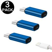 YMH USB-C Adapter iOS Cable (Female) to USB Type C (Male), Data Sync and Charging Compatible with Galaxy S9 S8 Plus Note 9 8, Moto Z Z2, LG V30 V20 G5 G6, Google Pixel 3 XL 3Pack (Blue)