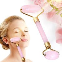 Natural Rose Quartz Facial Roller,Double Head Jade Roller Massager for Face Neck Beauty Skin Rejuvenation and Skincare Anti-Wrinkle Massage Slimming Tool