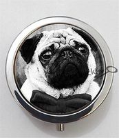 BlackKey Pug Dog 3-Compartment Decorative Pocket Gift Box Case Organizer for Pill, Color 1 -2329