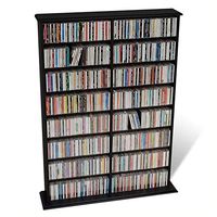 Bowery Hill 51" Double CD DVD Wall Media Storage Rack in Black