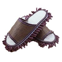 Moolecole Microfiber Mop Cleaning House Slippers Detachable Mopping Shoes Cleaning Tool Fits Womens Size 5.5-8 Brown