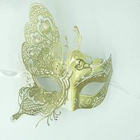 Mardi Gras Party Masquerade Mask,3D Butterfly Venice Diamonds Wrought Iron mask Princess Makeup Dance Party Party COS mask Female mask Gold Prom Masks