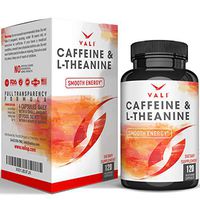 Caffeine 50mg with L-Theanine 100mg Pills for Smooth Energy, Focus, Clarity - 120 Veggie Capsules. Natural Cognitive Performance Stack for Focused Mind & Body. Extra Strength, No Jitters & No Crash