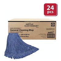 KLEEN HANDLER HEAVY DUTY Commercial Mop Head Replacement, Wet Industrial Blue Cotton Looped End String Cleaning Mop Head Refill (Case of 24)