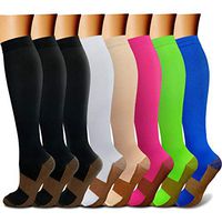 Bhinego Copper Knee High Compression Socks for Men and Women - Best for Running, Athletic, Medical, Pregnancy and Travel