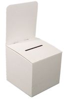 MCB Ballot Box - Suggestion Box - Raffle Box - Ticket Box - Large Cardboard Box with Removable Header (10 Pack, White)