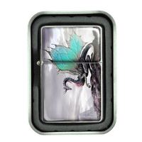 Windproof Refillable Oil Lighter with Tin Gift Box Dragons Design-001