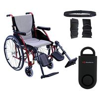 Karman S-Ergo 115 Ultra Lightweight Ergonomic Wheelchair | Seat Size 20" X 17" | Upgraded to Elevating Legrests | Fixed Wheels in Red & Free 130 dB Black Safety Alarm! + Black Belt!