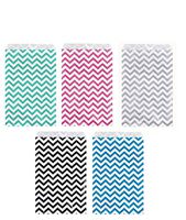 50 Bags Flat Plain Paper or Patterned Bags for Candy, Cookies, Merchandise, pens, Party Favors, Gift Bags (8.5" x 11", Mixed Chevron)