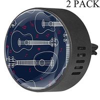 Hawaiian Ukulele Pattern Music Notes Pattern 2 PCS Car Essential Oil Diffuser Vent Clip Car Aromatherapy Diffuser, White Musk
