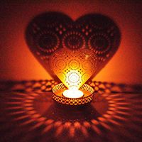 Buycrafty Heart shape Shadow Lamps tealight candle holder for Pooja and Decorative Showpiece Gifts Set