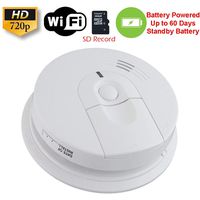 SecureGuard 60 Day Battery Powered WiFi Smoke Detector Fire Alarm Spy Camera (60 Day Battery, 16GB SD)