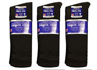 Diabetic Socks Crew Socks 3, 6,9 or 12-Pack Physicians Approved Crew Diabetic Socks Cotton by Sole Trendz (9 Pairs of Black, 13 to 15 King Size)