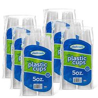 [600 Count] PlastiMade 5 Oz Clear Plastic Disposable Reusable Drinking Cups For Home, Office, Wedding, Events, Parties, Take Out, Water, Juice, Soda, Beer Cocktails (6 Packs)