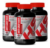 Folic Acid with b12 - Anti Gray Hair Natural Formula - Skin and Nails Support (3 Bottles)