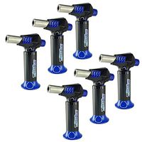 Turbo Blue Magnum Jet Flame Refillable Torch Lighter - Powerful Windproof Flame (6-Pack)