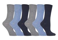 Gentle Grip - 6 Pack of Ladies Diabetic Socks -5-9 us (Light Blue)